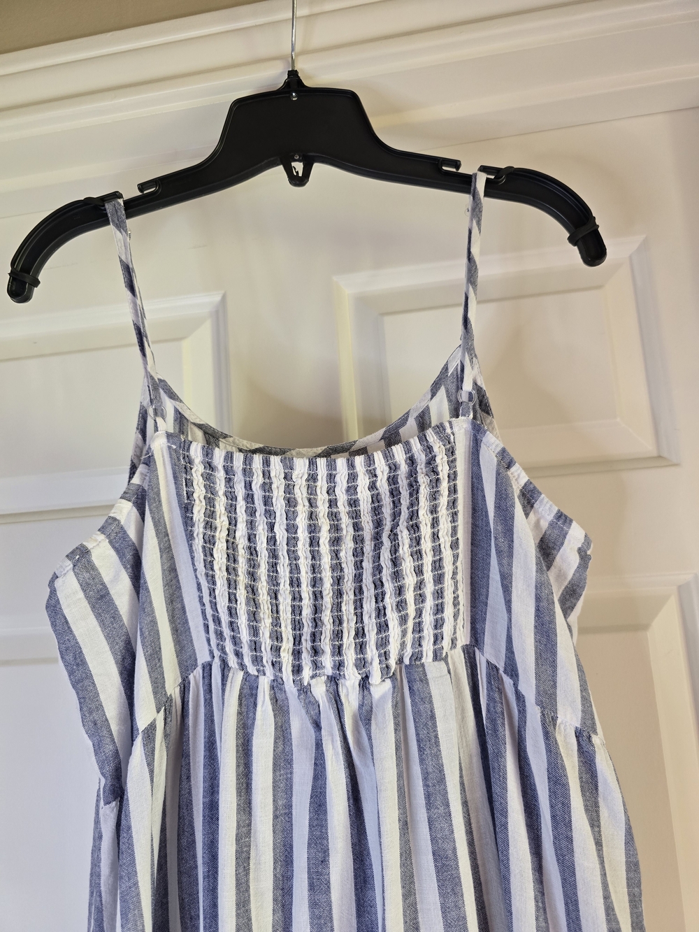 beachlunchlounge Tiered Blue and White Striped Midi Dress - Picture 3 of 10